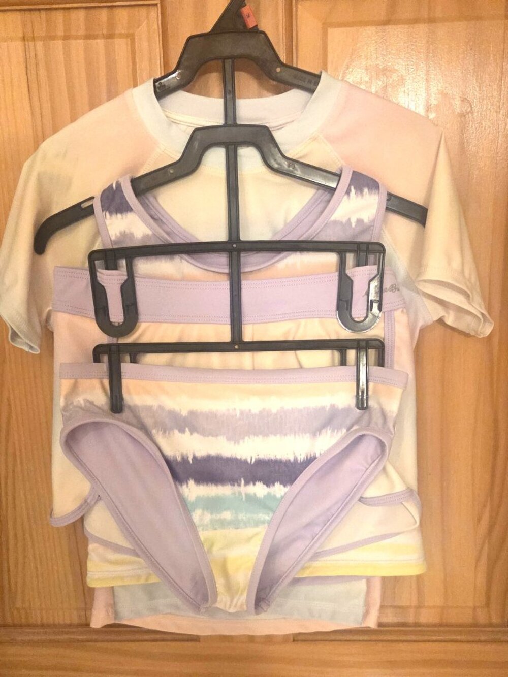 Eddie Bauer Girls 4-Piece Reversible Tie Dye Swimsuit Set Size M 10/12